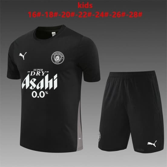 25/26 Kids Manchester City Black Short Sleeve+Soccer Shorts — Manchester City Football Club