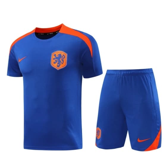 2025 Netherlands Blue Short Sleeve+Soccer Shorts — Selección de fútbol de los Países Bajos