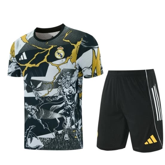 26/27  Real Madrid Black x Marvel  Short Sleeve+Soccer Shorts — jersey