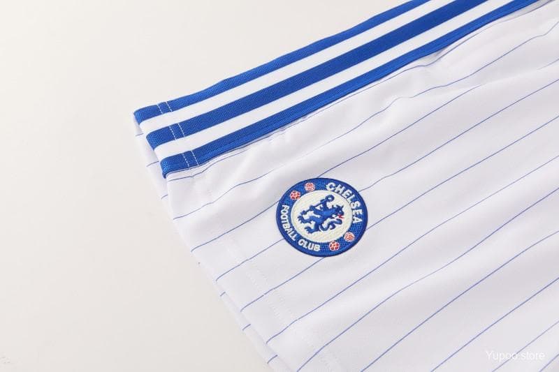 26/27 Chelsea FC  Blue  Stripes Short Sleeve+ White Soccer Shorts — imagen 3