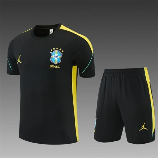 2026 Brazil Black & Yellow Short Sleeve+Soccer Shorts — jersey