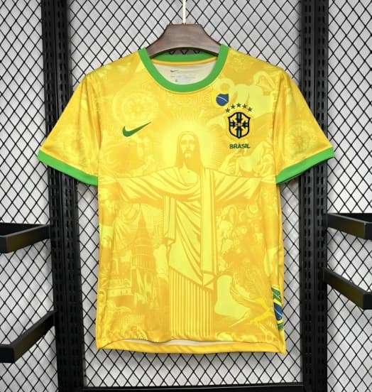 2024 Brazil Christ Yellow Goalkeeper Special Jersey — Selección de fútbol de Brasil