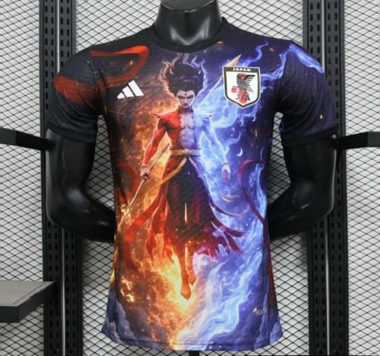 Player Version 2025 Japan NA ZHA Black with Fire & Ice Warrior Jersey — jersey