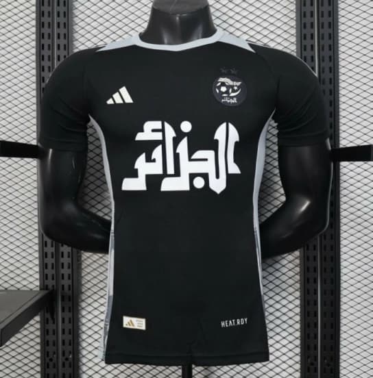 Player Version 2025 Algeria Black with White Arabic Sponsor Jersey — Selección de fútbol de Argelia