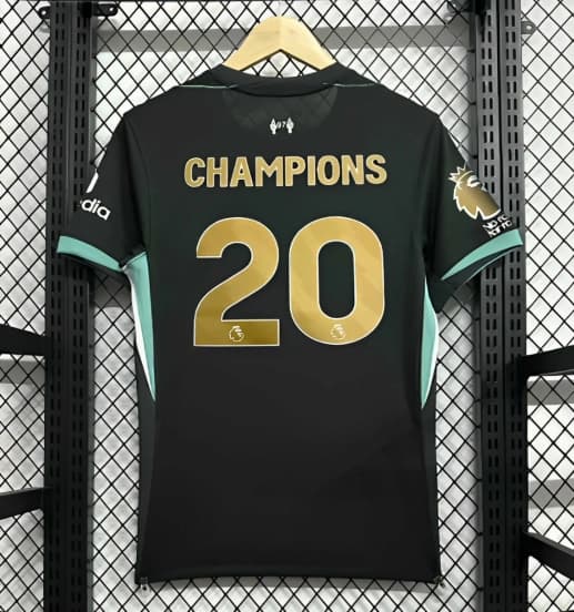 24/25 Liverpool Away Black Jersey With 20 Champions Printing — Liverpool Football Club