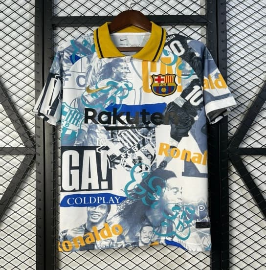 25/26 FC Barcelona White with Collage Art Jersey — jersey