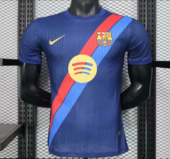 Player Version 25/26 Barcelona Blue with Red and Light Blue Diagonal Stripe Jersey — jersey