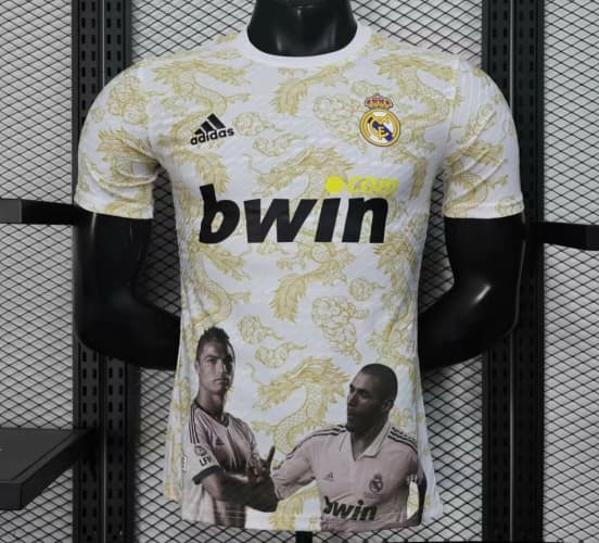 Player Version 25/26 Real Madrid White with Golden Dragon Pattern Jersey — jersey