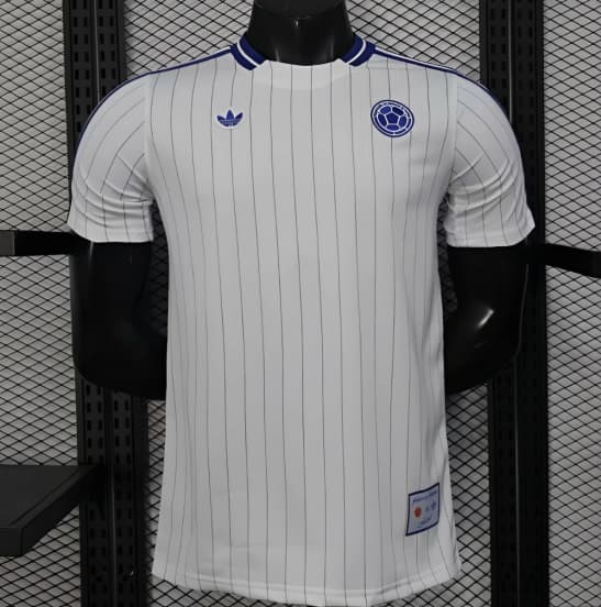 2026 Player Version Colombia White with Blue Vertical Stripe Jersey — Selección de fútbol de Colombia
