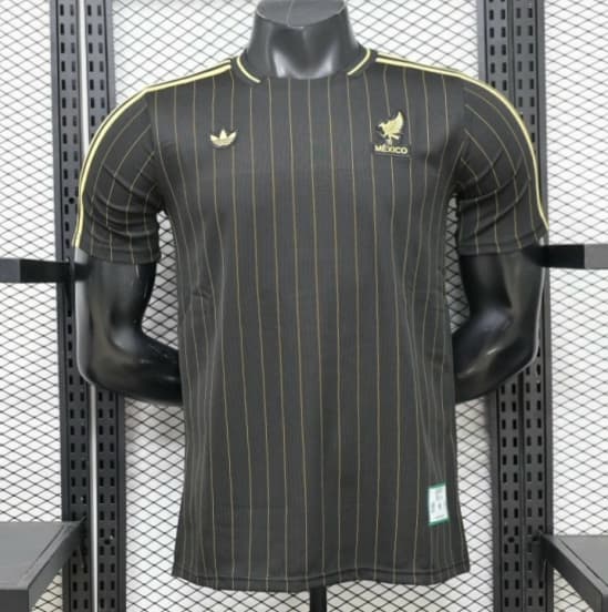 2026 Player Version Mexico Black with Gold Pinstripes Jersey — jersey