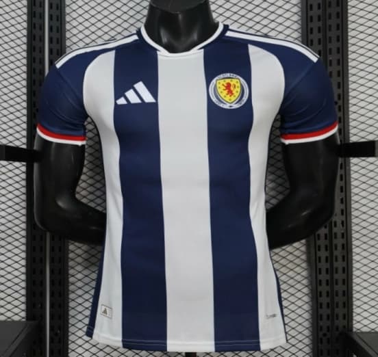 Player Version 2027 Scotland Away White/Navy Vertical Stripes Jersey — imagen 1