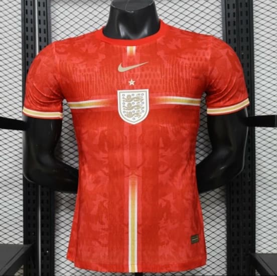Player Version 2026 England Away Red with Gold Lion  Special Edition Jersey — Selección de fútbol de Inglaterra