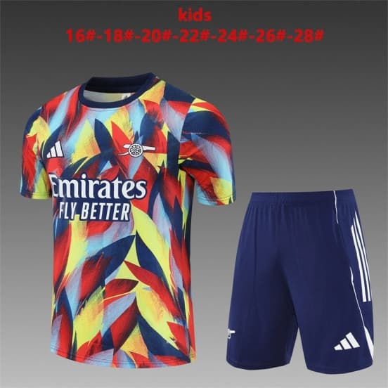 25/26 Kids Arsenal Yellow Red Camouflage Short Sleeve Jersey+Shorts — jersey