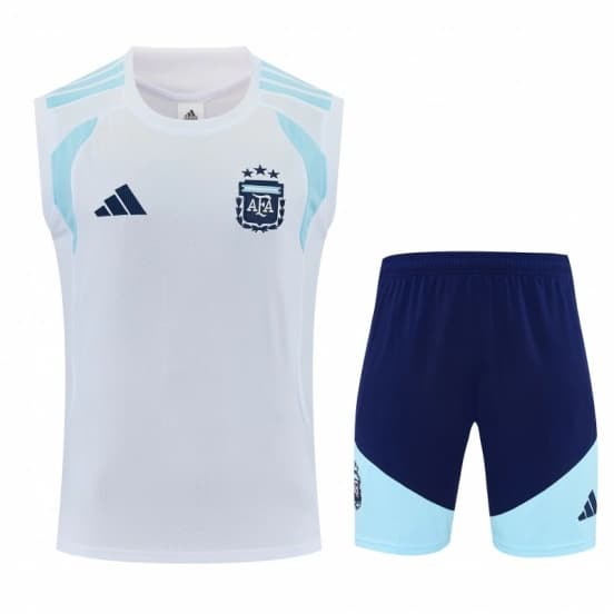 26/27 Argentina White Sleeveless Training Vest +Soccer Shorts — jersey