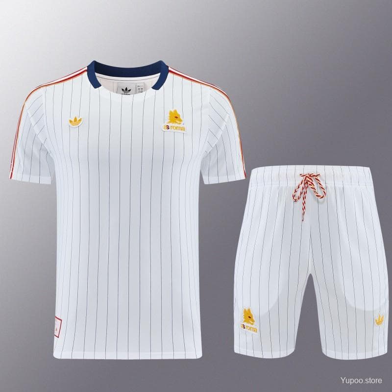 26/27 AS Roma White Short Sleeve+Soccer Shorts — imagen 22