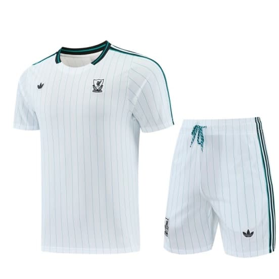 26/27  Liverpool White Short Sleeve+Soccer Shorts — jersey