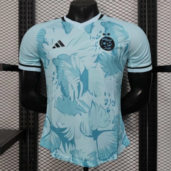 Player Version 2025 Algeria Light Blue with Tropical Leaves Pattern Jersey — Selección de fútbol de Argelia