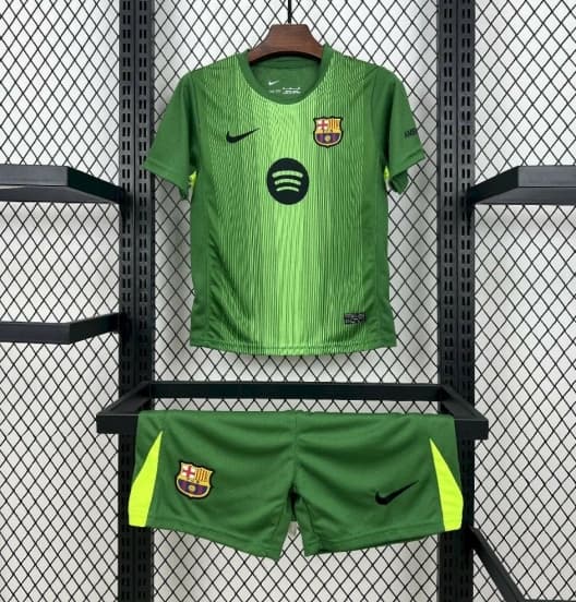 2025/26 Kids Barcelona Goalkeeper Green Kit — jersey