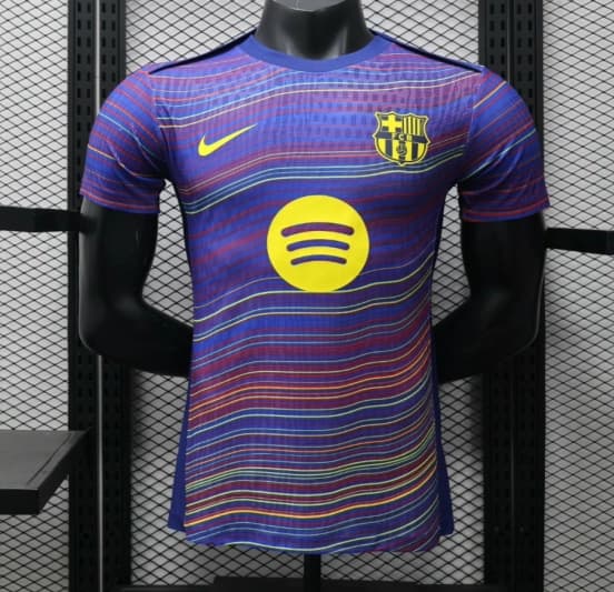 Player Version 25/26 FC Barcelona Blue with Colorful Wave Stripes Jersey — jersey