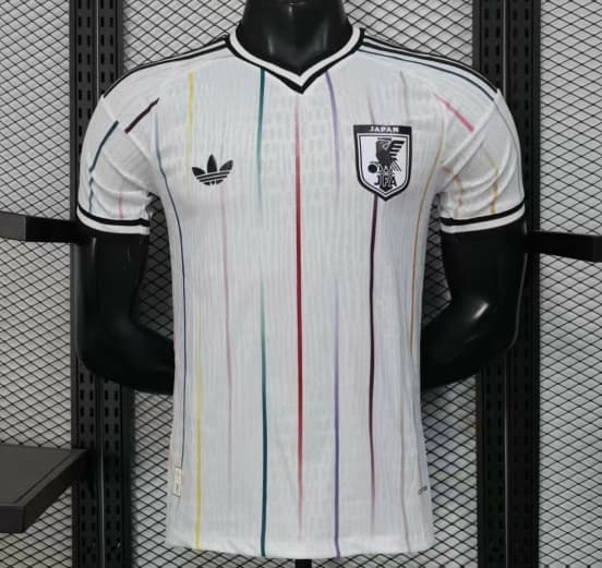 Player Version 2026 Japan Away White with Colorful Vertical Stripe Pattern Jersey — jersey