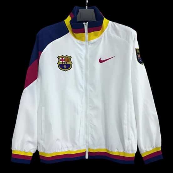 25/26 Barcelona White Full Zipper Windbreaker — jersey