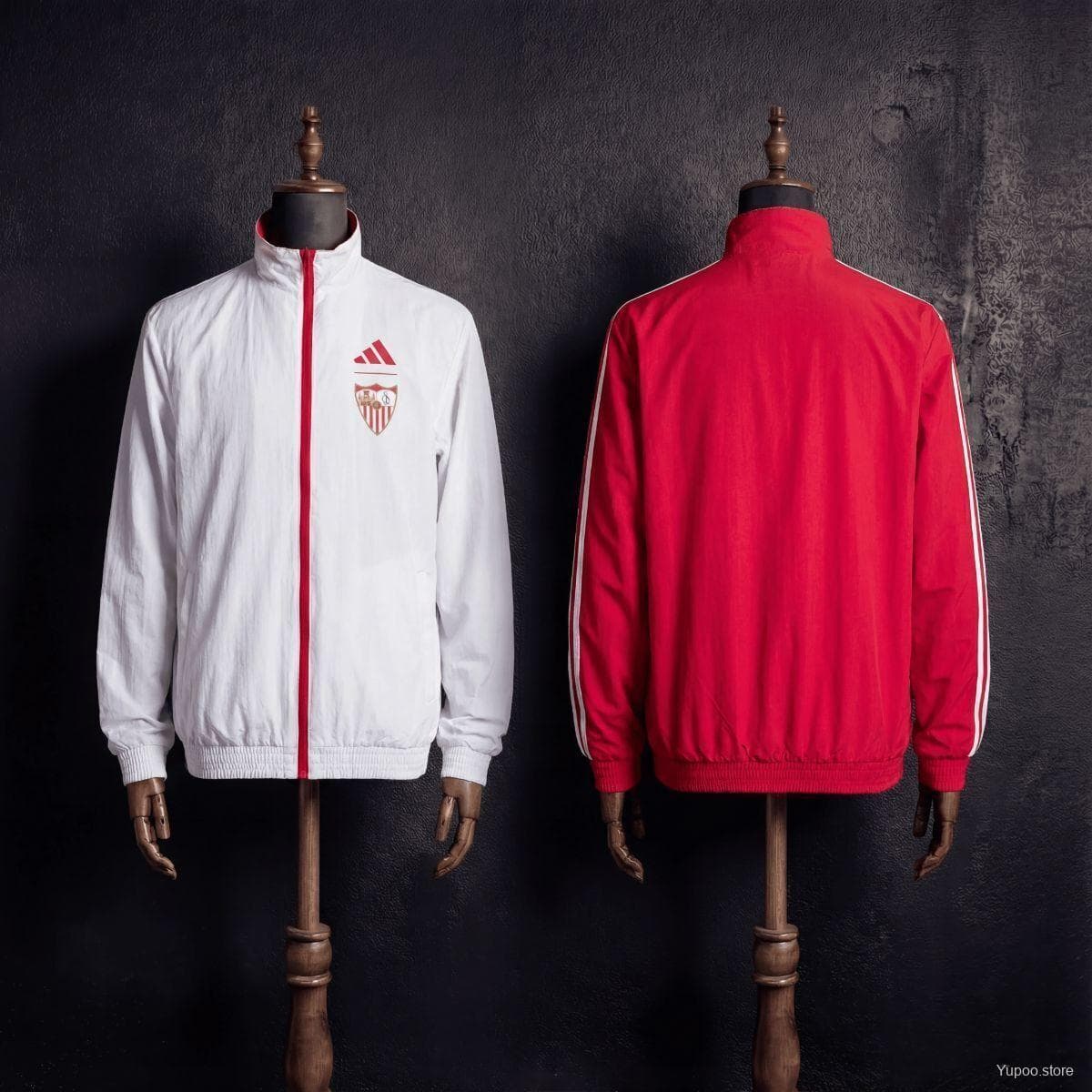 2026 Sevilla FC Red And White Reversible Full Zipper Jacket — imagen 3