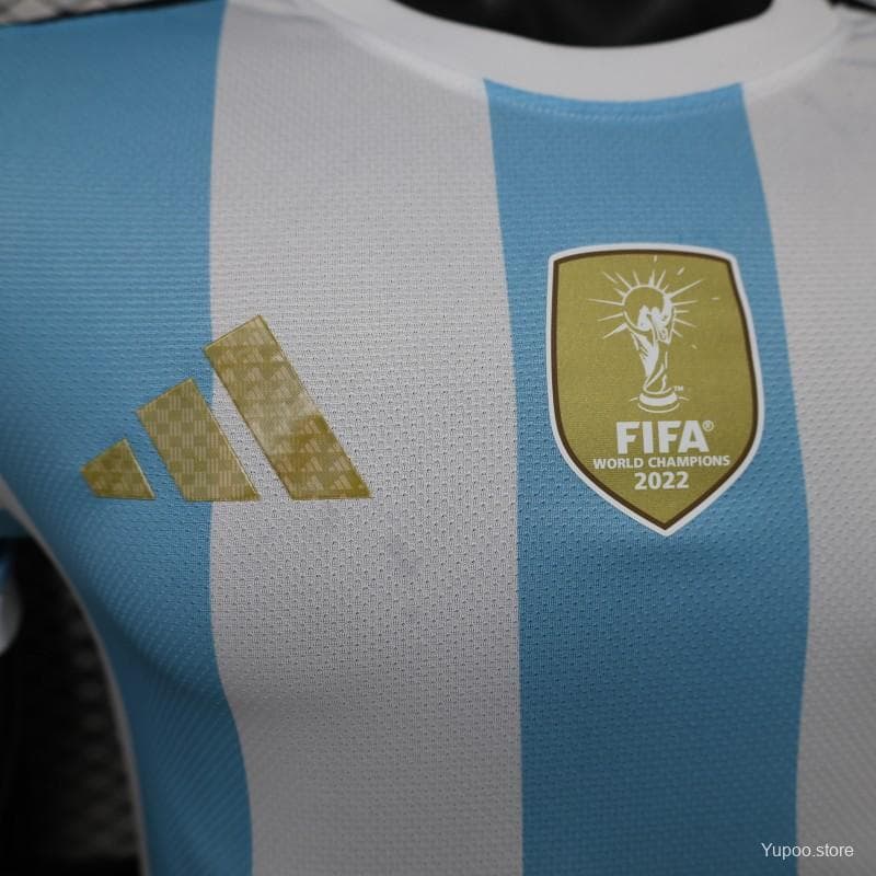 Player Version 2027 Argentina Home White & Light Blue Stripes with FIFA World Cup Champion Badge Jersey — imagen 8
