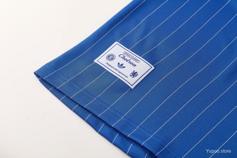 26/27 Chelsea FC  Blue  Stripes Short Sleeve+ White Soccer Shorts — imagen 8