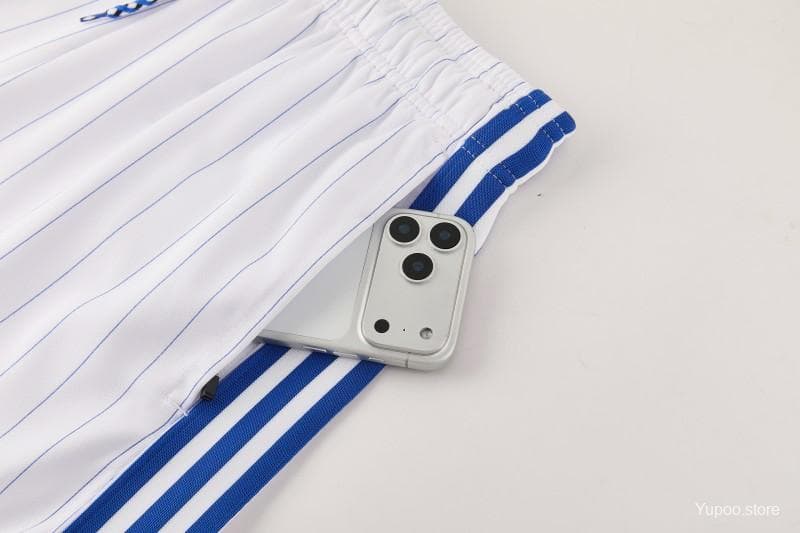 26/27 Chelsea FC  Blue  Stripes Short Sleeve+ White Soccer Shorts — imagen 4
