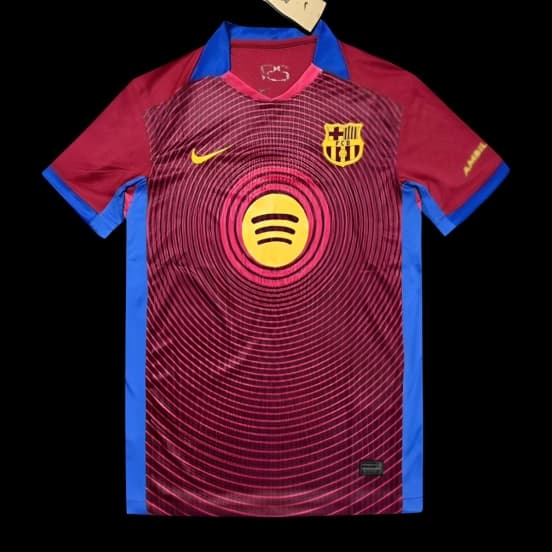 25/26 FC Barcelona Burgundy with Circular Sound Wave Pattern Jersey — jersey