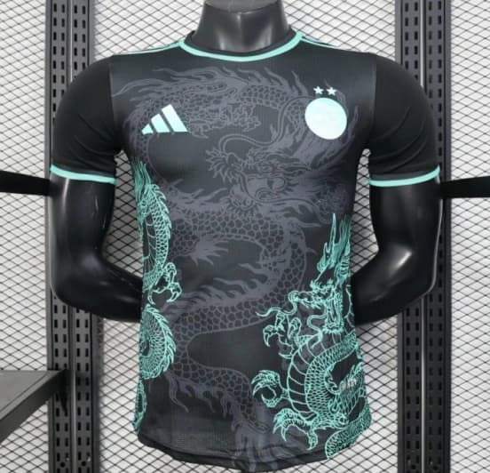 Player Version 2025 Algeria Black with Mint Green Dragon Pattern Jersey — Selección de fútbol de Argelia