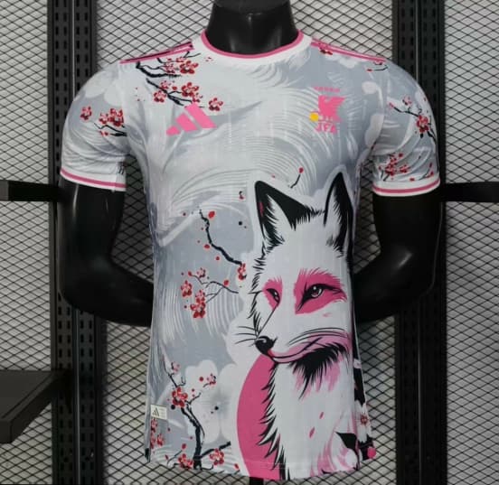 Player Version 2025 Japan White with Fox and Cherry Blossom Pattern Jersey — jersey