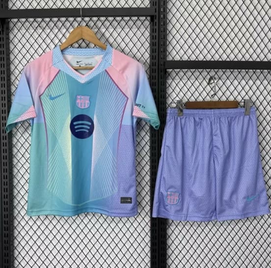 25/26 Kids Barcelona Blue with Rainbow Gradient Jersey — jersey