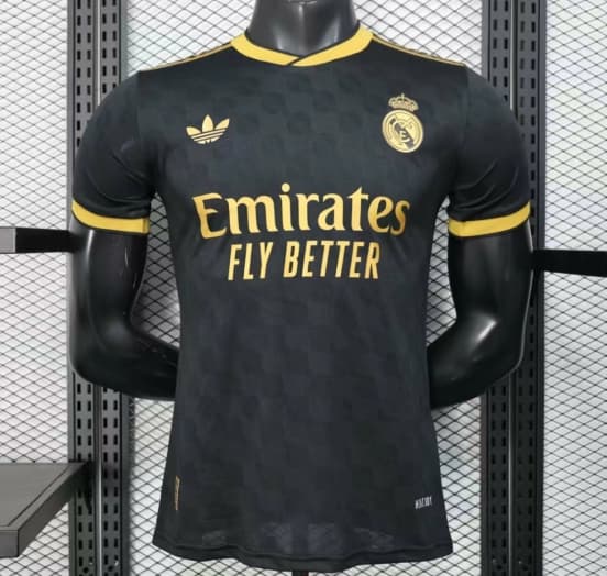 Player Version 25/26 Real Madrid Black with Gold Trim Jersey — jersey