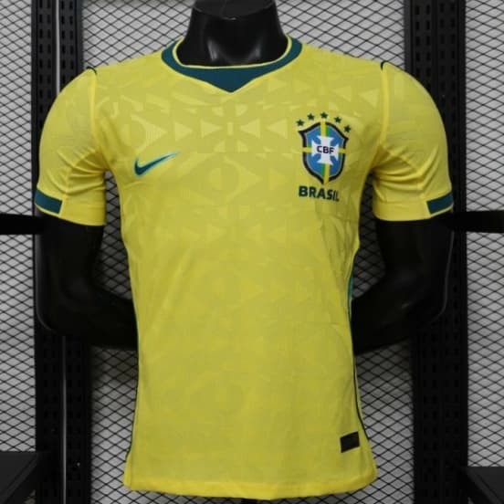 Player Version 2026 Brazil Yellow  Geometric Pattern Home Jersey — jersey