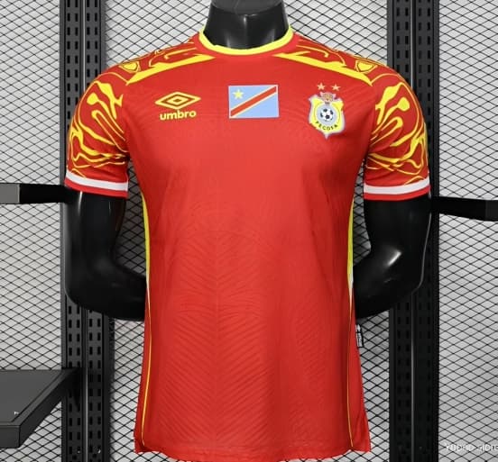 Player Version 2026 DR Congo Away Red Yellow Flame Jersey — Selección de fútbol de la República Democrática del Congo