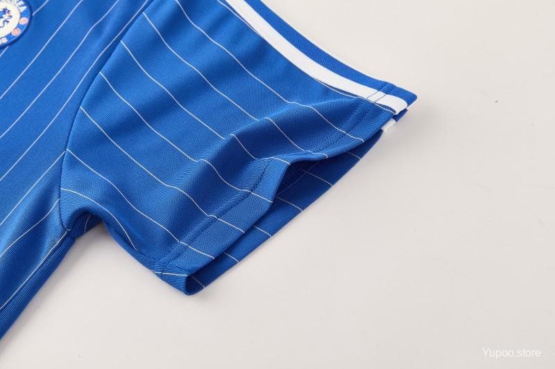 26/27 Chelsea FC  Blue  Stripes Short Sleeve+ White Soccer Shorts — imagen 10