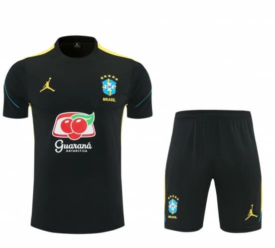 2026 Brazil Black Short Sleeve + Soccer Shorts — jersey