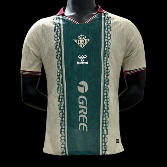 Player Version 25/26 Real Betis White with Green Central Stripe Jersey — jersey