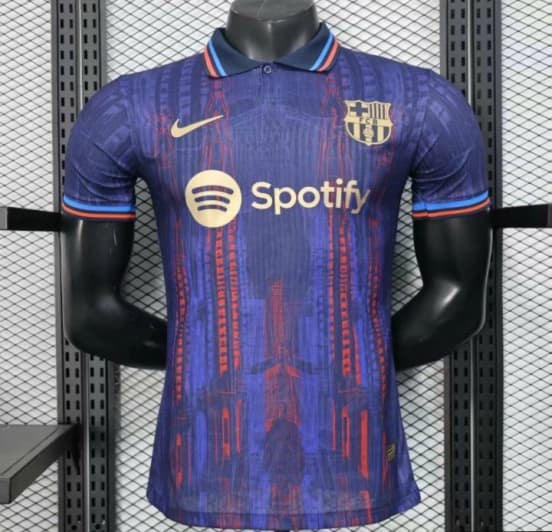 Player Version 25/26 FC Barcelona Purple with Red Streak Pattern Jersey — jersey