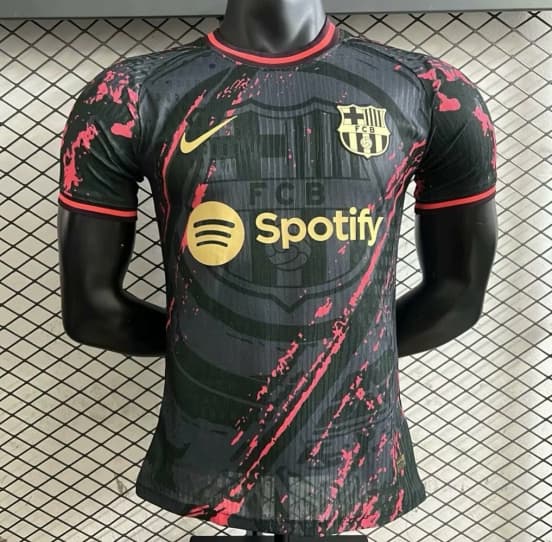 Player Version 25/26 FC Barcelona Black with Pink Splash Design Jersey — jersey