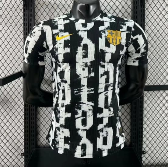Player Version 25/26 Barcelona White with Abstract Graffiti Pattern Jersey — jersey