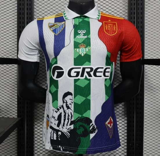 Player Version 25/26 Real Betis Multi-Club White with Colorful Tribute Patchwork Jersey — jersey