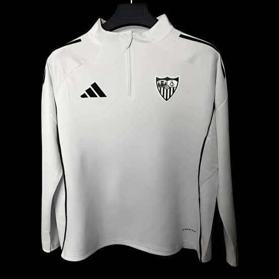 25/26 Sevilla White Half Zipper Jacket — Sevilla Fútbol Club
