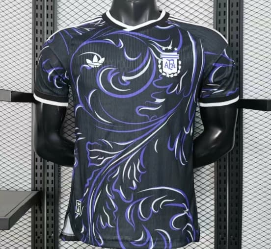 Player Version 2026 Argentina Third Black with Artistic Swirl Pattern Jersey — jersey
