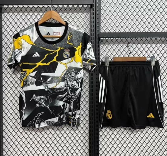 25/26 Kids Real Madrid Avengers White Pre-Match Jersey — jersey