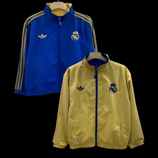 25/26 Real Madrid Golden/Blue Full Zipper Windbreaker — jersey