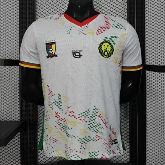 2026 Player Version Cameroon Home White with Red, Dot Pattern Jersey — Selección de fútbol de Camerún