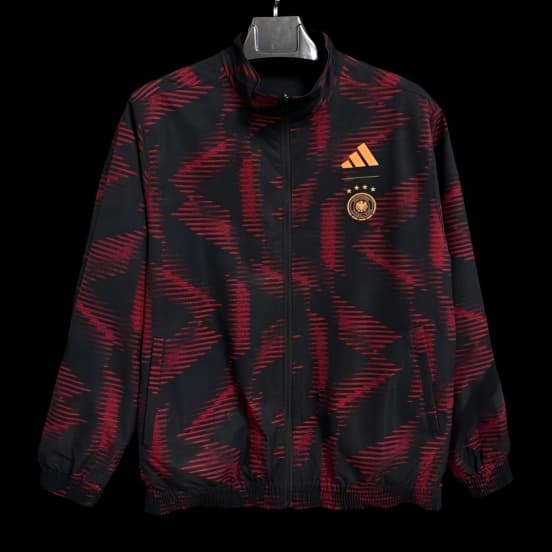 2025 Germany Black with Red Geometric Pattern Full Zipper Windbreaker — jersey