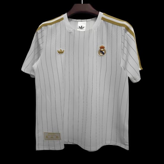 2026 Real Madrid Adidas Terrace Icons White Gold Jersey — jersey